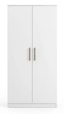 Productafbeelding van Witte, tweedeurs garderobekast, modern houten kast, slaapkamer meubel