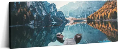 Produktbild von Boote auf dem See – Leinwandbild Wandbild – 125x50 cm – Leinwandbilder – Wandbilder – Schlafzimmer – Flur
