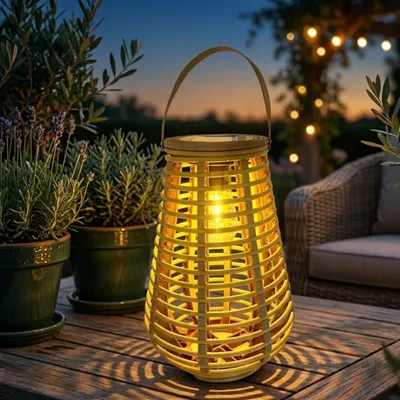 Obrázok produktu pre SOLAR LICHTER Solárne LED dobíjacie ratanové svetlo Solar M, 2700 K