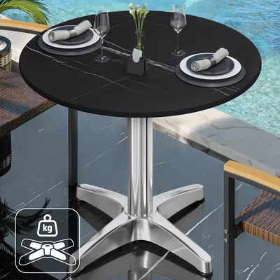 Produktbild von CPBL | HPL Bistrotisch | Ø:H 60 x 80 cm | Schwarz-Marmor / Aluminium | Zusatzgewicht | Rund | Bistrotisch Gastro Tisch