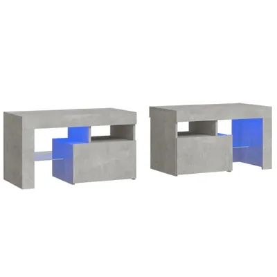 Produktbild von Nachttische 2 Stk. mit LED-Leuchten Betongrau 70x36,5x40 cm