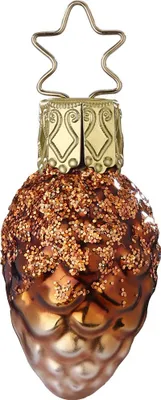 Produktbild von Christbaumschmuck Mini Zapfen Glas 4.5cm braun, 1 Stück