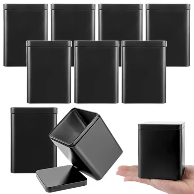 Theedosen, 10er Set, Metall, 8x8x11 cm, aromadicht, grau