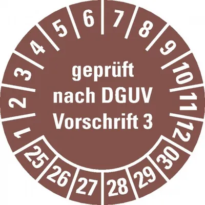 Produktbild von Dreifke® Prüfplakette  nach DGUV Vorschrift 3 25-30, braun, Dokumenten...