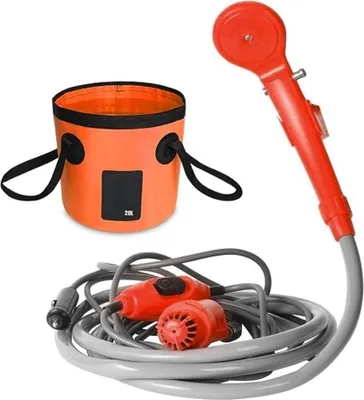 Obrázek produktu pro 12V venkovní sprcha, kempinková sprcha Mobilní sprchové vědro Skládací venkovní sprchová souprava, kempinková sprchová hlavice Zástrčka pro auto, cestování, zahradu, plážovou sprchu