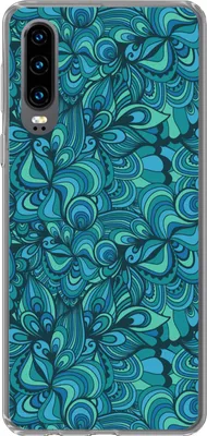 Produktbild von MuchoWow® Handyhülle Schutzhülle Hülle für Telefoonhoesje Huawei P30 Design - Vintage - Blau - Türkis Silikon Softcase Handy Hülle - Kartenbesitzer