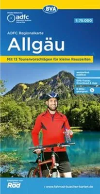 Immagine prodotto di Carta regionale ADFC dell'Algovia 1:75.000, con proposte di escursioni giornaliere, resistente agli strappi e alle intemperie, adatta alle e-bike, download traccia GPS