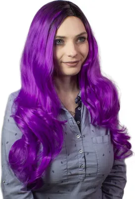 Obrázek produktu pro hair2heart Paruka Dlouhé kudrnaté syntetické vlasy Dámská paruka - fialová 70cm 190g