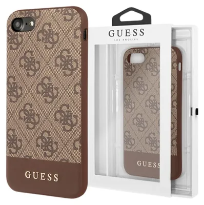 Zdjęcie produktu dla Guess GUHCI8G4GLBR iPhone 7/8/SE 2020/ SE 2022 brązowy/brown hard case 4G Stripe Collection