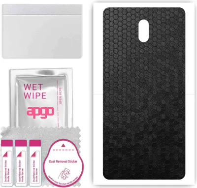 Produktbild von apgo Rückseite Schutzfolie, Skin, kompatibel mit Nokia 3.1, Hinten Displayschutzfolie aus Vinylfolie, kratzfest, einfache Montage - Schwarze Honigwabe