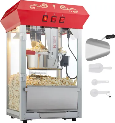 Image de SucceBuy Machine à pop-corn 850 W, 237 ml chaudière machine à pop-corn, fait 48 tasses par charge, machine à pop-corn pour le plan de travail avec verre trempé, 4 boules incluses, style cinéma, rouge