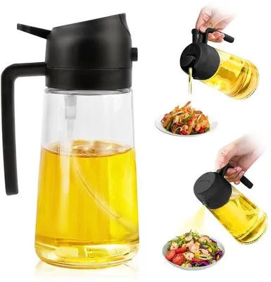 Zdjęcie produktu dla Szklana butelka z rozpylaczem na olej 500 ml 2 w 1 do gotowania, pieczenia i grillowania
