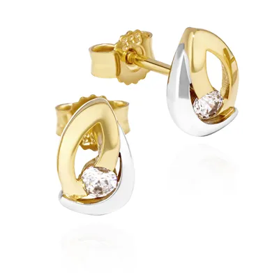 Produktbild von NKlaus Paar Bicolor Ohrstecker 333 Gelb Gold 8 Karat 8x6mm Zirkonia weiß Damen Ohrringe 13256