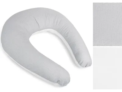 Immagine prodotto di Copertura per cuscino allattamento con zip - 180 cm, bordo: Grigio, Bianco