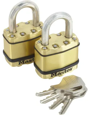 Image de Lot de 2 cadenas à clé en acier laminé, MASTER LOCK, l.45 mm