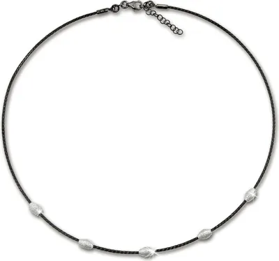 Produktbild von SilberDream Collier 44cm 925 Silber Echt Fantasiekette silber schwarz SDK28242S