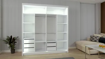 Image de Armoire, étagères, meuble de rangement, meuble mural avec deux portes, en bois, pour chambre à coucher