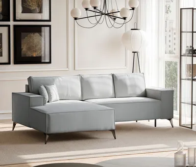 Produktbild von IDOHOME-Polsterecksofa OTIS mit Schlaffunktion und Bettkasten 294 cm Grau Linksseitige Polsterecke Wohnlandschaft Sofa 144x244 cm Monolith 85