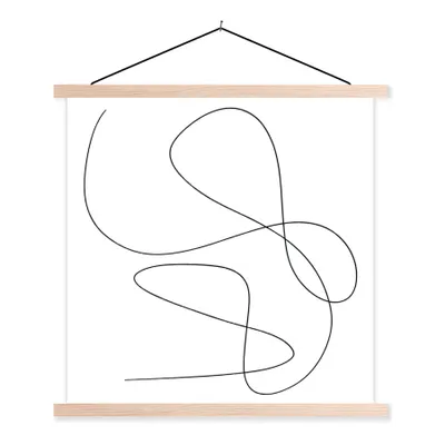 Produktbild von MuchoWow® Textilposter Linienkunst - Minimalismus - Abstrakt 40x40 cm mit holzfarbenen Rahmen - Posterleiste
