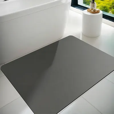 Productafbeelding van Badmat, badtapijt, rubber, antislip, dun, absorberend, sneldrogend, vuilafstotend, geschikt voor badkamervloeren, badkuipen en buitendouches (donkergrijs, 60 x 90 cm)