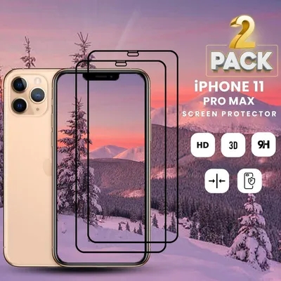 Obrázok produktu pre 2-balenie iPhone 11 Pro Max Ochranné sklo na displej - Tvrdené sklo 9H - Super kvalita 3D