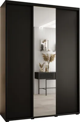 Produktbild von MEBLE KRYSPOL Davos 3 Schrank, drei Türen - 235,2x180x45 cm - Schwarz Schwarz Schwarz