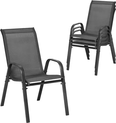 Produktbild von WOLTU Gartensessel, stapelbare Gartenstühle, ergonomisch, wetterfest, Dunkelgrau