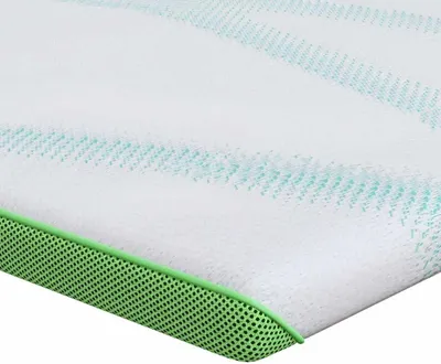 Image de vidaXL Surmatelas blanc et vert 100 x 200 cm Tissu jacquard