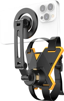 Produktbild von Kinnriemenhalterung fuer Motorradhelme, magnetische Schnellverschluss-Helmhalterung, verstellbarer Motorrad-Kinnriemen mit Montageadapter fuer Sportkameras und magnetischer Telefonhalterung, Ersatz fuer GoPro Hero 12/11/10, iPhone 15/14/13/12