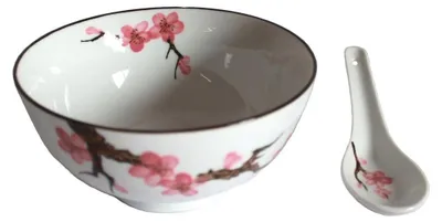 Produktbild von 777 Matcha Reisschale Soba Bowl groß Sakura Kirschblüte ø 15 cm + Löffel
