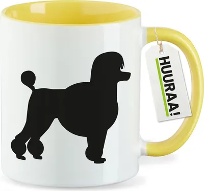 Produktbild von Huuraa Kaffeetasse Pudel Silhouette 330ml Gelb Keramik Kaffeebecher Geschenkidee