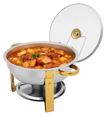 Immagine prodotto di Scaldavivande Chafing Dish - Set da 4,7 L in acciaio inossidabile - Con bruciatore - Per catering, matrimoni, ristoranti - Argento