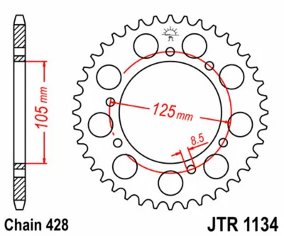 Obrázek produktu pro JT řetězové kolo 48T 428 JTR1134.48