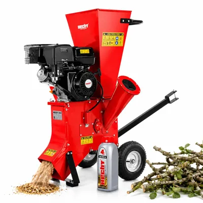 Produktbild von Gartenhäcksler Holzhäcksler Benzin HECHT 6421 | 9,7 kW / 13 PS | bis Ø 8,9 cm | Schlegeltrommel + 2 Häckselmesser 6,5 l Kraftstofftank, KI-generiertes Bild