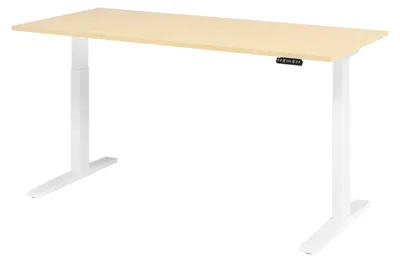 Produktbild von bümö Schreibtisch elektrisch XMKA - Nachbildung Ahorn, Größe: 180 x 80 cm, Gestell: Weiß