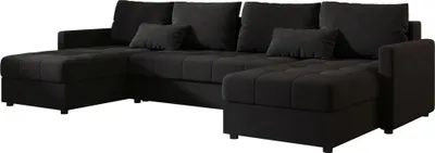 Image de BEDANTE Canapé d'angle MOS U BIS Cosmic 100 Noir avec fonction sommeil Canapé en forme de U avec espace de rangement Coffre de rangement Canapé salon Canapé lit Coffre de rangement Canapé lit