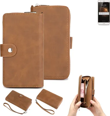 Produktbild von K-S-Trade Handyhülle Schutzhülle kompatibel mit Huawei G8 & Portemonnee Tasche Handytasche Case Etui Geldbörse Wallet braun (1x)