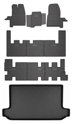 Zdjęcie produktu dla Dywaniki gumowe do Ford Transit Custom I od 2013 (9-osobowa) – czarne, dopasowane – Wielganizator SolidPRO