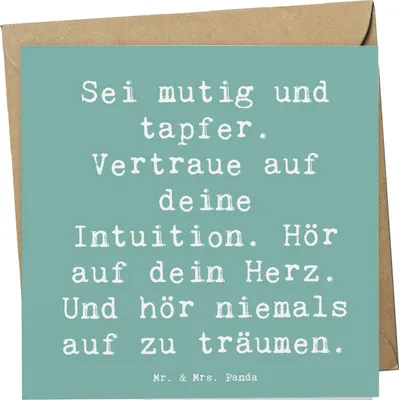 Produktbild von Mr. & Mrs. Panda Grußkarte Spruch Mutig zu sich selbst stehen - Meeresbrise - Geschenk, Selbstliebe, Inspiration, Zuversicht, doppelkarte, Erfolg, Motivation, Vertrauem