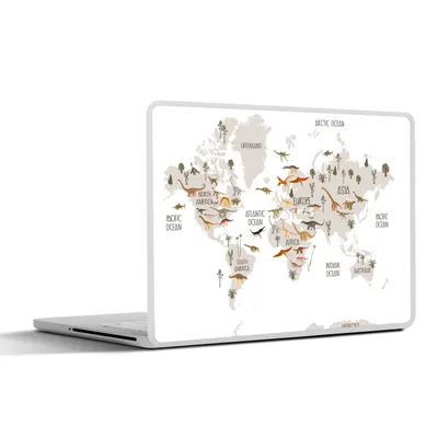 Produktbild von MuchoWow® Laptop Aufkleber Sticker Cover Weltkarte Kinder - Dinosaurier - Kinderzimmer - Jungen - Mädchen - Kinder 40x30 cm - Laptop Dekoration - Selbstklebend