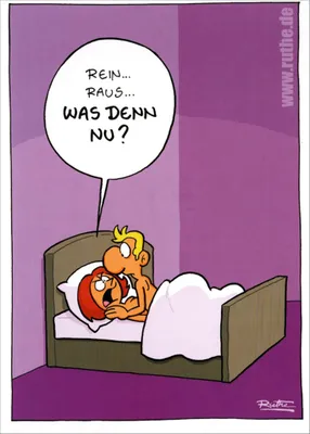 Produktbild von Cartoon-Postkarte Ralph Ruthe "Rein... Raus... Was denn nu?"