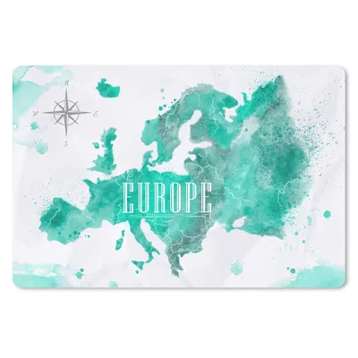 Produktbild von MuchoWow® Schreibtischunterlage Aquarell - Weltkarte - Europa 60x40 cm - XXL Mauspad - Großes Mauspad