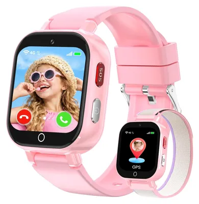 Produktbild von 4G Kinder Smartwatch mit GPS Tracker für Jungen und Mädchen Rosa
