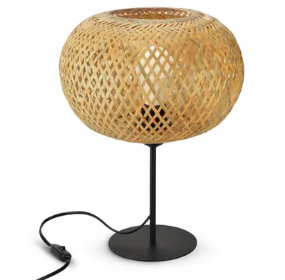 Produktbild von Luxolar Tischlampe Aus-Schalter Boho Nachttischlampe E27 60W – Bambus natürliches Design