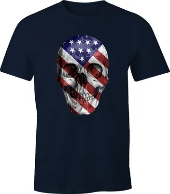 Produktbild von Herren T-Shirt - USA Amerika Flagge Skull Totenkopf - Comfort Fit MoonWorks®  S