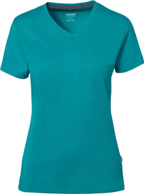 Produktbild von HAKRO Hakro Damen V-Shirt Baumwolle Tec #169 Gr. 3XL smaragd