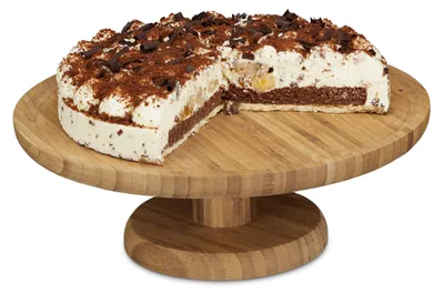 Bambus-Taartplateau rund mit Fuß, Ø 33 cm, natur