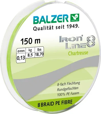 Produktbild von Balzer Iron Line Chartreuse - 150m geflochtene Angelschnur, Durchmesser/Tragkraft:0.08mm / 7.2kg