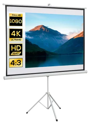 Zdjęcie produktu dla Ekran projekcyjny HOMCOM ze statywem 84 cale 4:3, przenośny ekran projekcyjny, składany, do kina domowego i na kemping