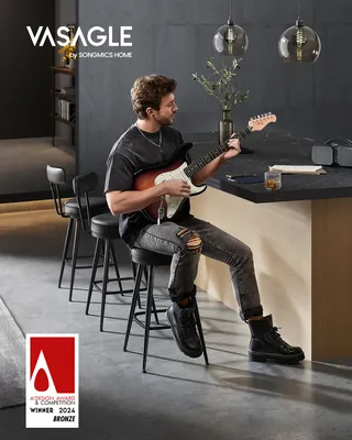 Produktbild von VASAGLE EKHO Kollektion - 360° drehbarer Barhocker, 2er Set, Hocker mit Rückenlehne für Kücheninsel